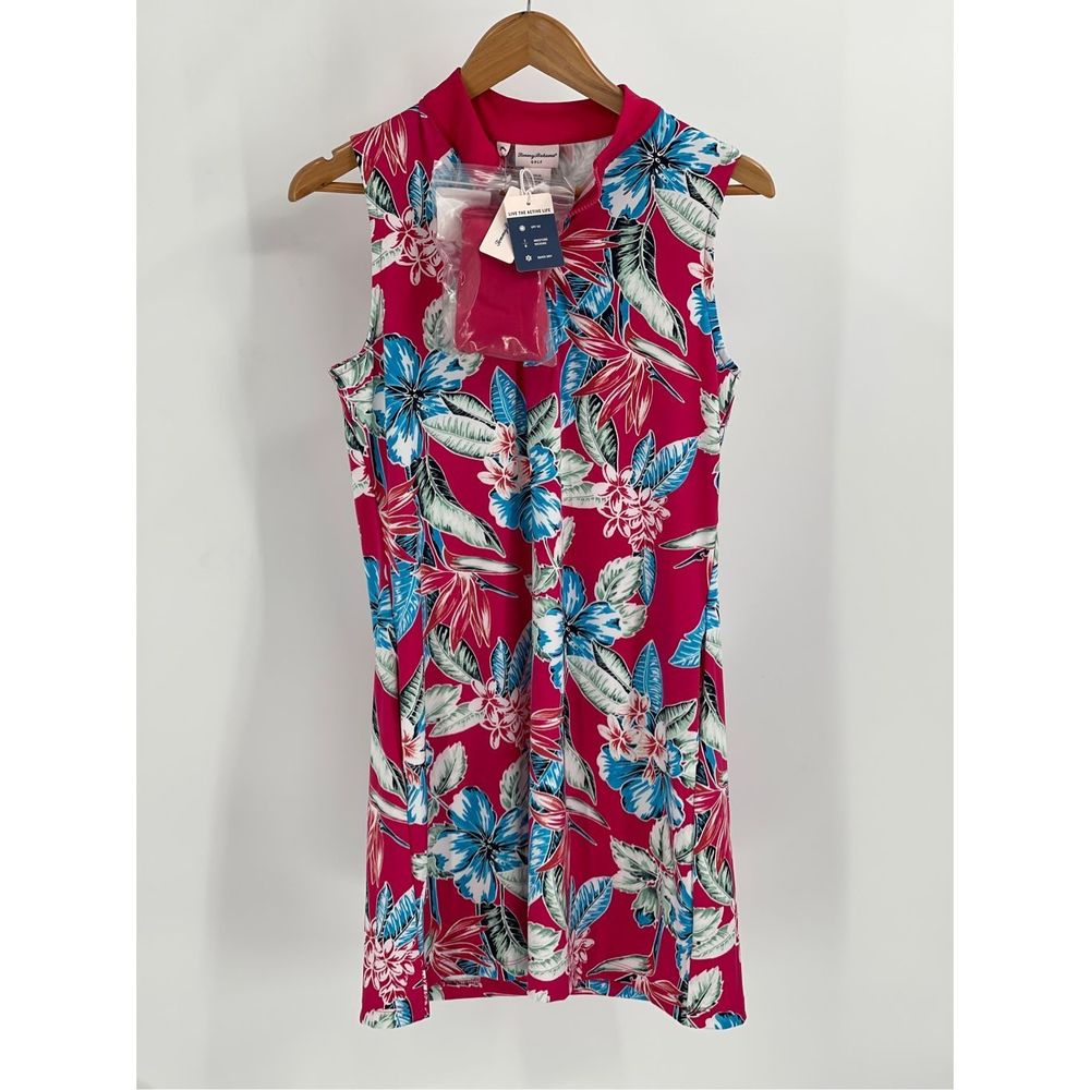 Tommy Bahama Golf Dress Women XS‎ Pink Floral Sleeveless Tropical Athletic New
